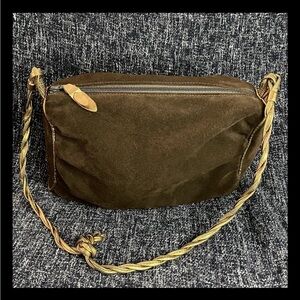 Vintage Suede Brown Leather Margolin Shoulder Purse 12”x8”with Braided Strap